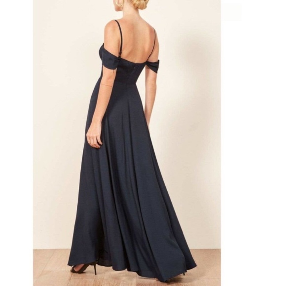 Reformation Poppy Formal Maxi Dress in Navy Blue Size 0 Wedding Guest Prom - Picture 3 of 10